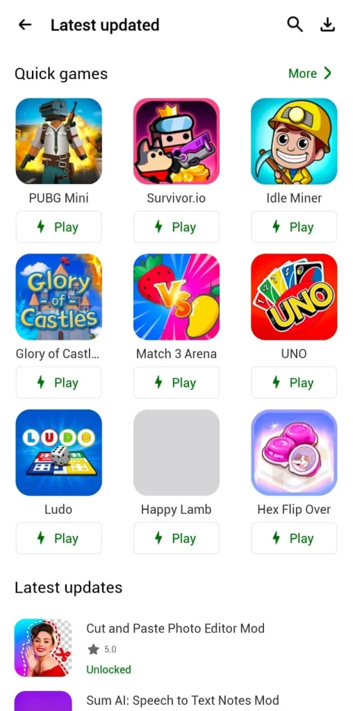 HappyMod home and discovery screen